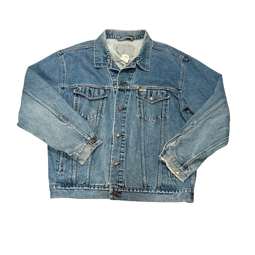 Vintage Levi Strauss Signature Men’s XL Denim Trucker Jacket Distressed 90s Y2K